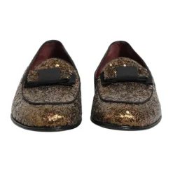 Goldene Pailletten Slip-On Loafers