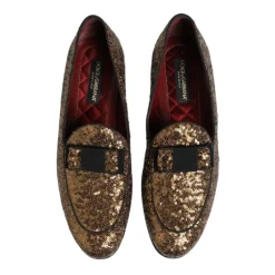 Goldene Pailletten Slip-On Loafers