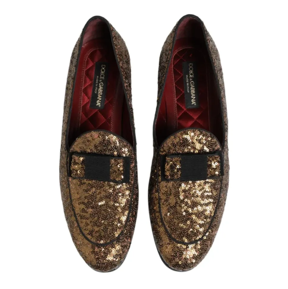 Goldene Pailletten Slip-On Loafers