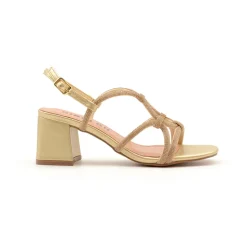 Goldene Strass Kreuzsandalen
