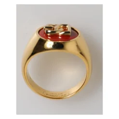 Goldfarbener Logo-Ring mit rotem Emaille