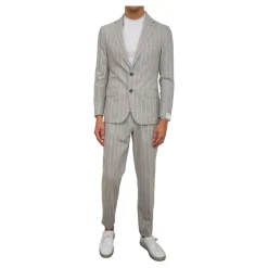 Graue Anzughose, einreihiger Stil