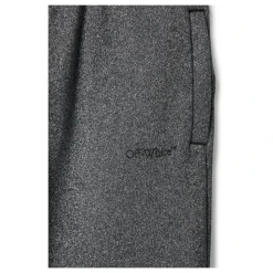 Graue Baumwollhose mit Logo-Print und weitem Bein