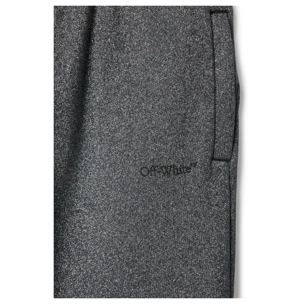 Graue Baumwollhose mit Logo-Print und weitem Bein