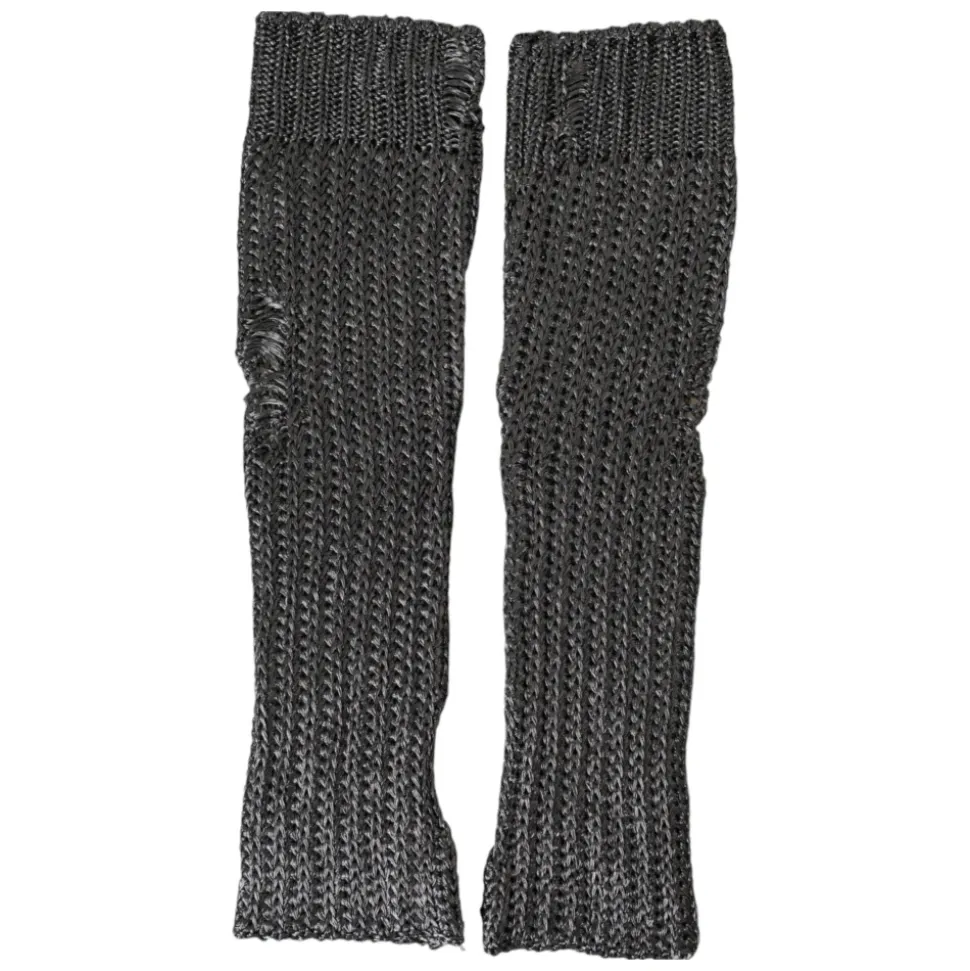 Graue fingerlose Ellenbogenlänge Handschuhe