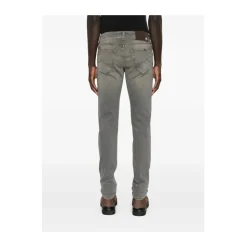 Graue Five-Pocket Knopfleiste Jeans