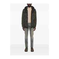 Graue Five-Pocket Knopfleiste Jeans