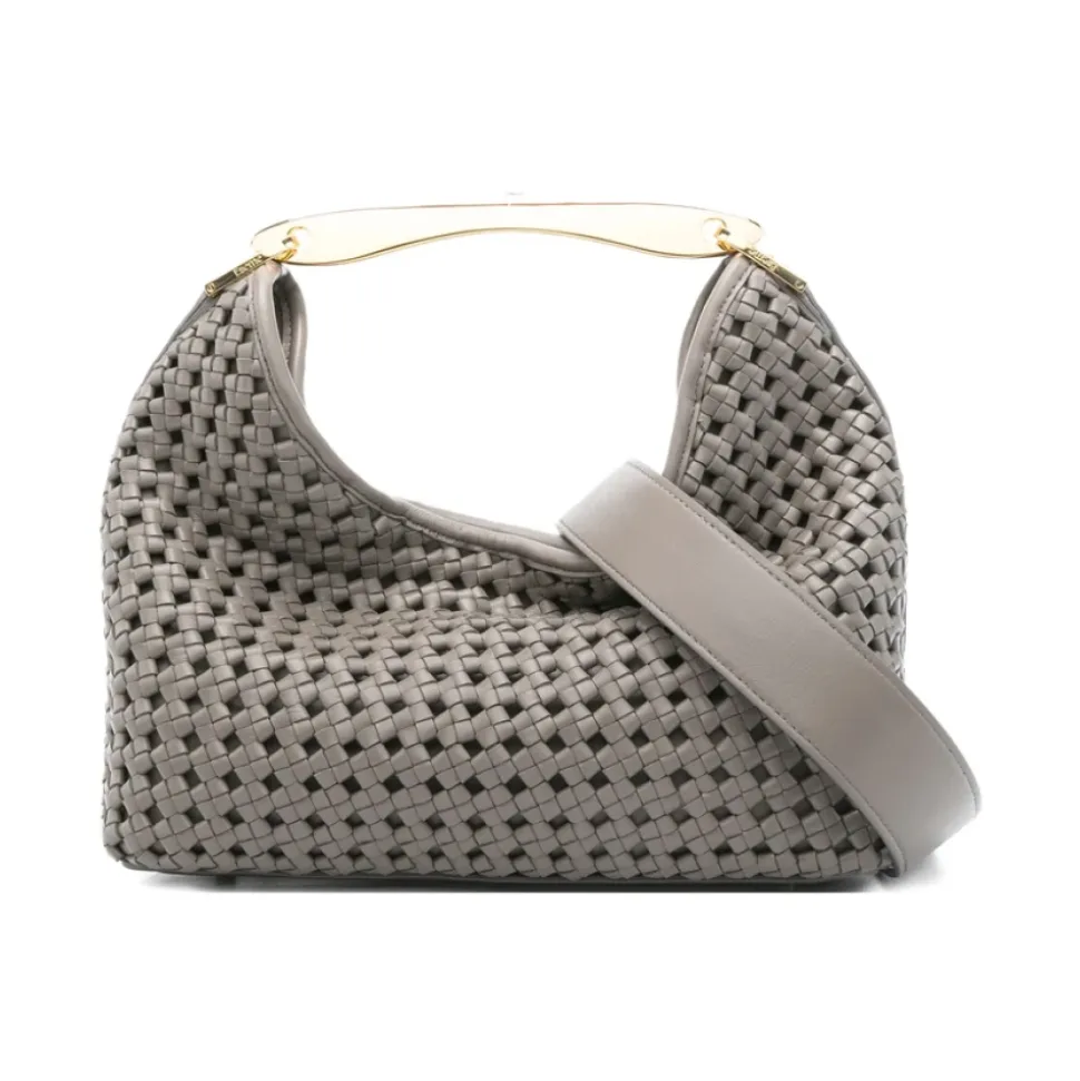 Graue Gewebte Lederhandtasche
