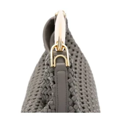 Graue Gewebte Lederhandtasche