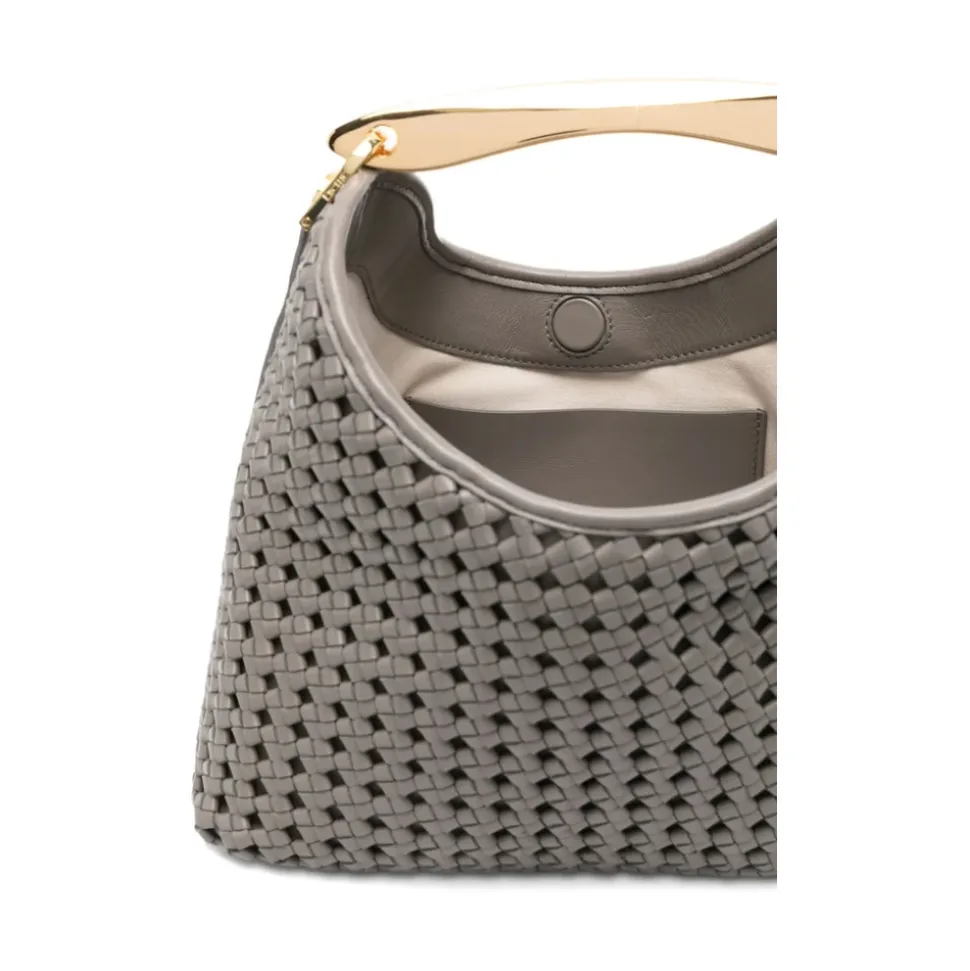 Graue Gewebte Lederhandtasche