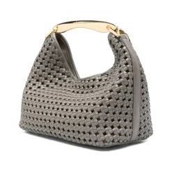 Graue Gewebte Lederhandtasche