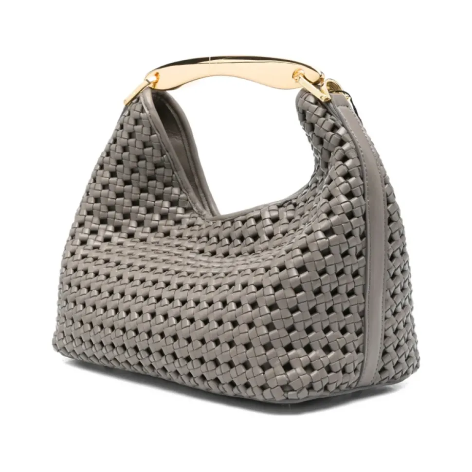 Graue Gewebte Lederhandtasche