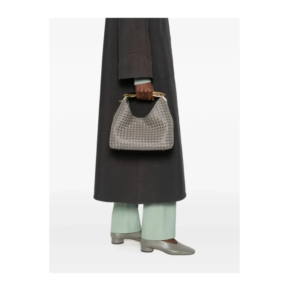 Graue Gewebte Lederhandtasche