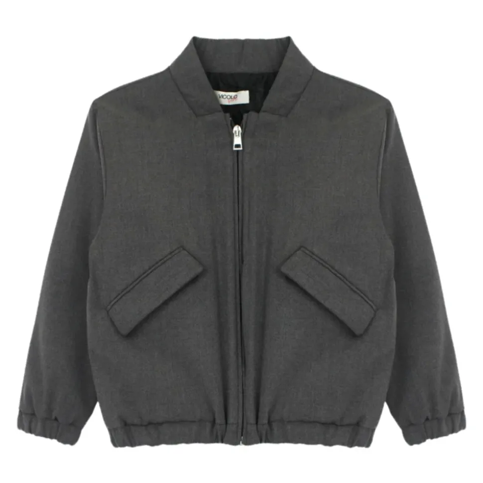 Graue Kinderjacke mit Hemdkragen