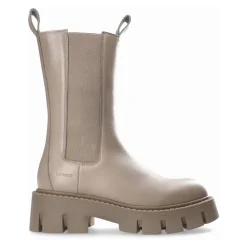 Graue Leder Chelsea Boots
