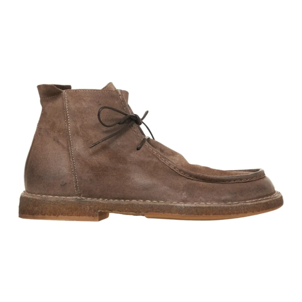 Graue Wildleder Schnürstiefeletten