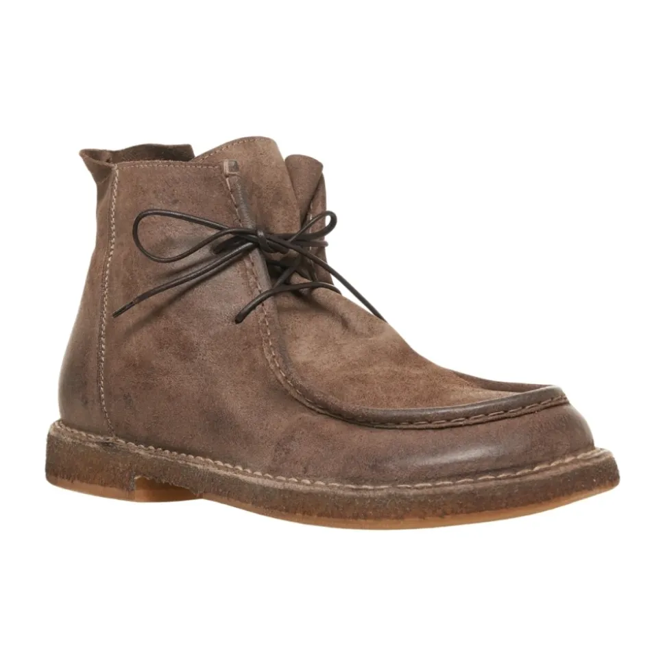 Graue Wildleder Schnürstiefeletten