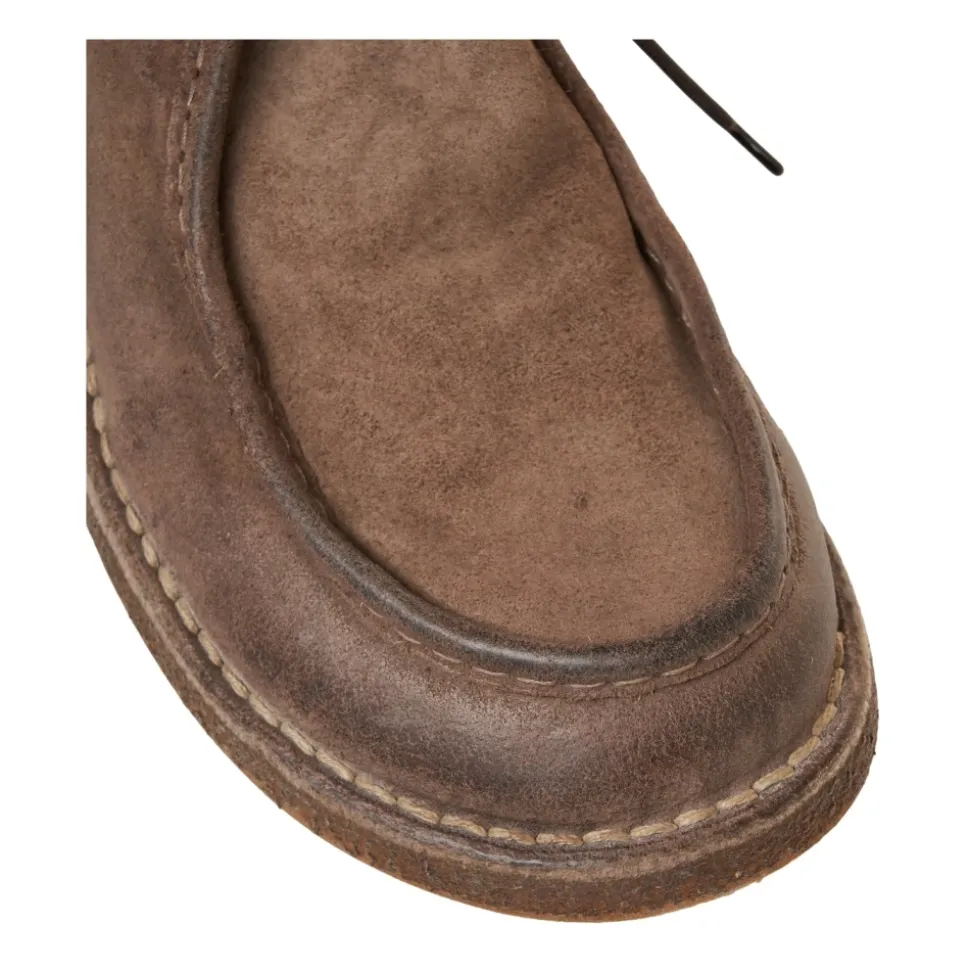 Graue Wildleder Schnürstiefeletten