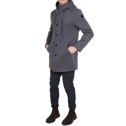 Graue Wollmischung Scuba Parka Kapuze