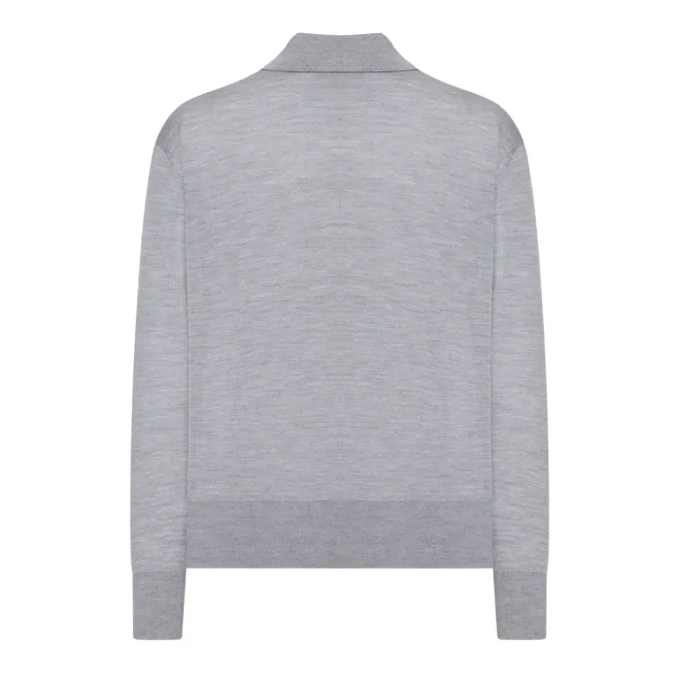 Graue Wollpolo mit Besticktem Detail