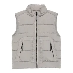 Graue Zip-Up Gepolsterte Weste Jacke