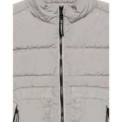 Graue Zip-Up Gepolsterte Weste Jacke