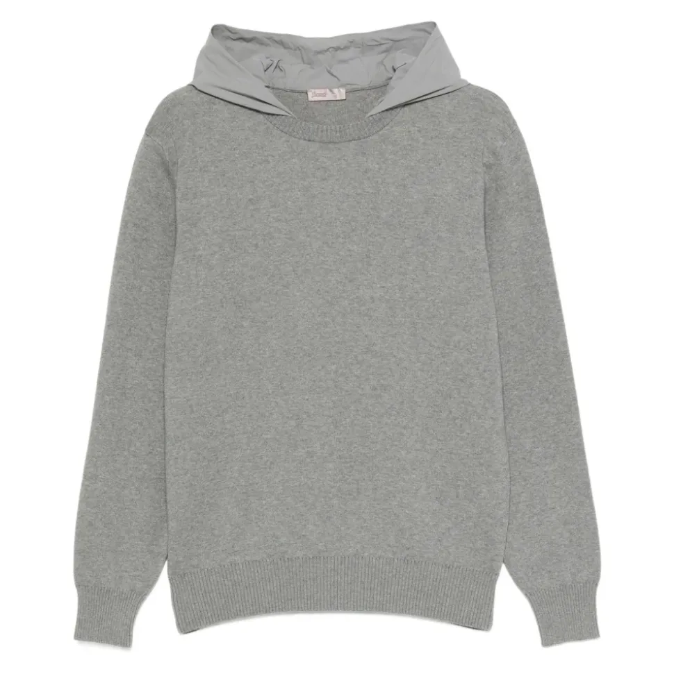Grauer Baumwollhoodie mit Kapuze