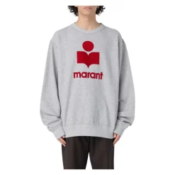 Grauer Baumwoll-Sweatshirt mit gesticktem Logo