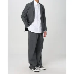 Grauer Bestickter Blazer für Männer