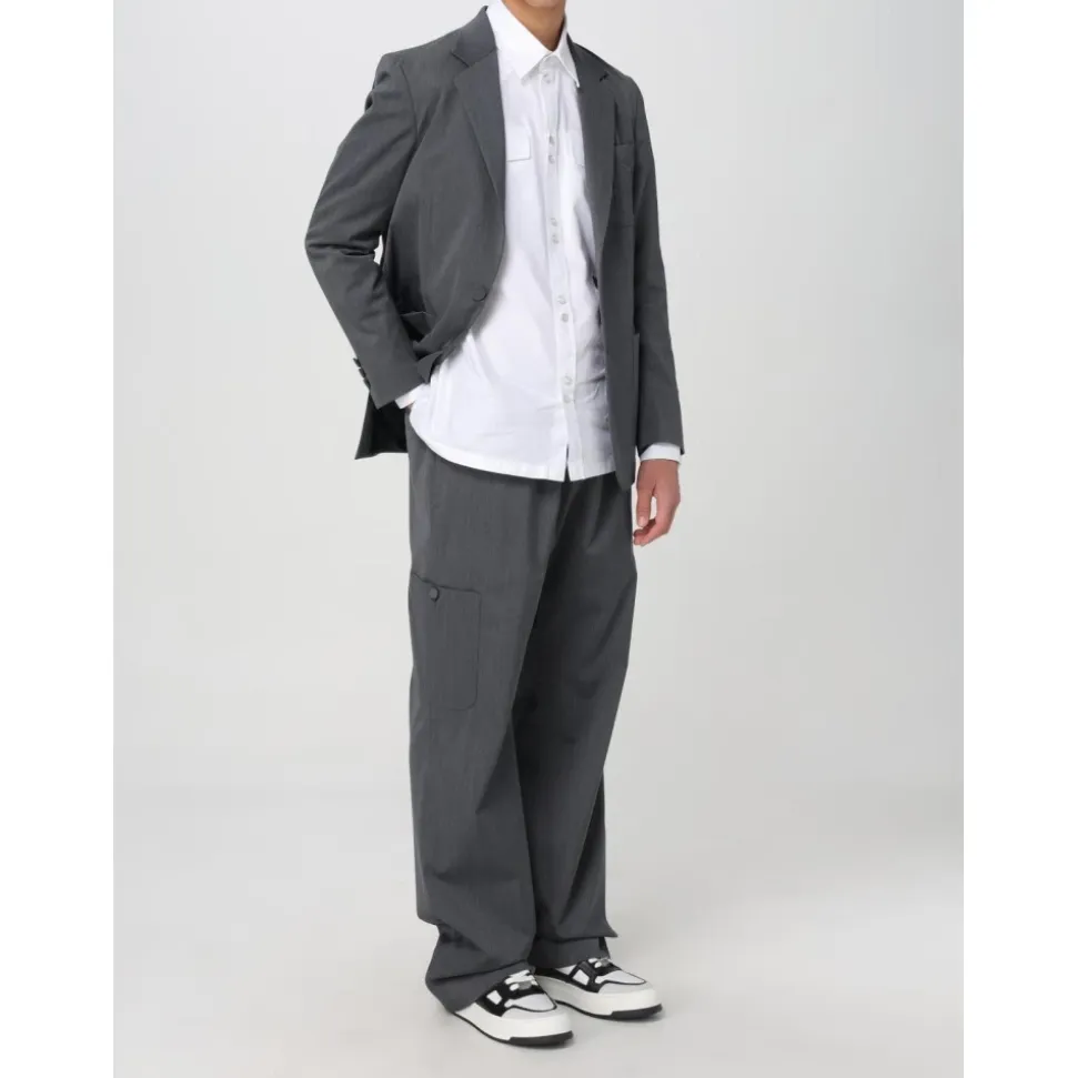 Grauer Bestickter Blazer für Männer