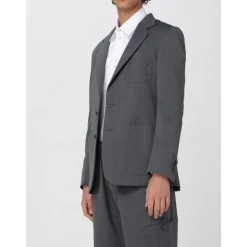 Grauer Bestickter Blazer für Männer
