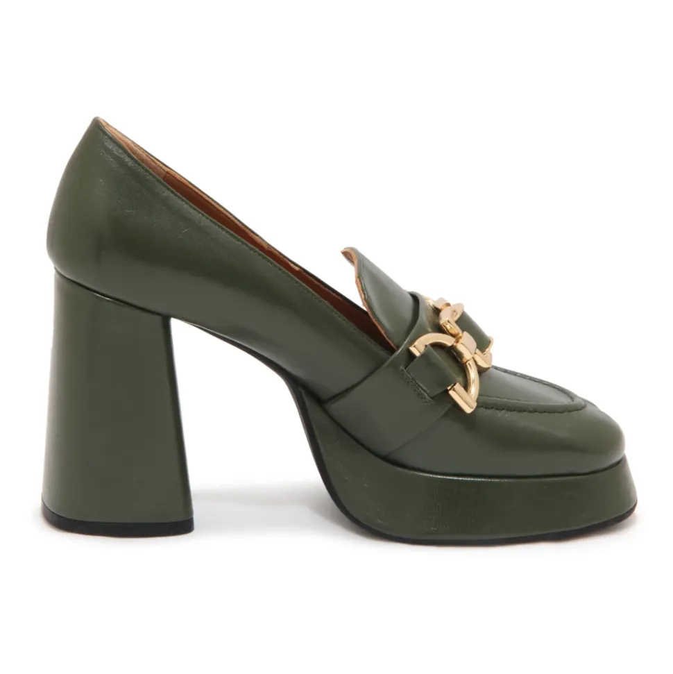 Grüne Alsen Lederschuhe, 10cm Absatz