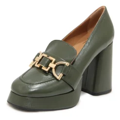 Grüne Alsen Lederschuhe, 10cm Absatz