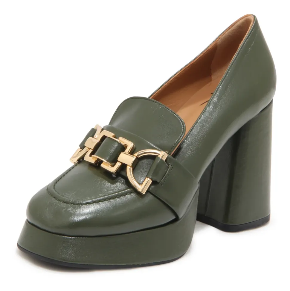 Grüne Alsen Lederschuhe, 10cm Absatz