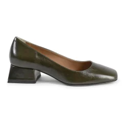 Grüne Blockabsatz Ballerina Pumps