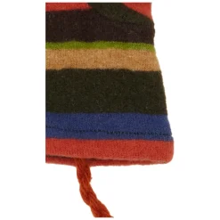 Grüne Fleece-Handschuhe für Kinder mit mehrfarbigen Streifen