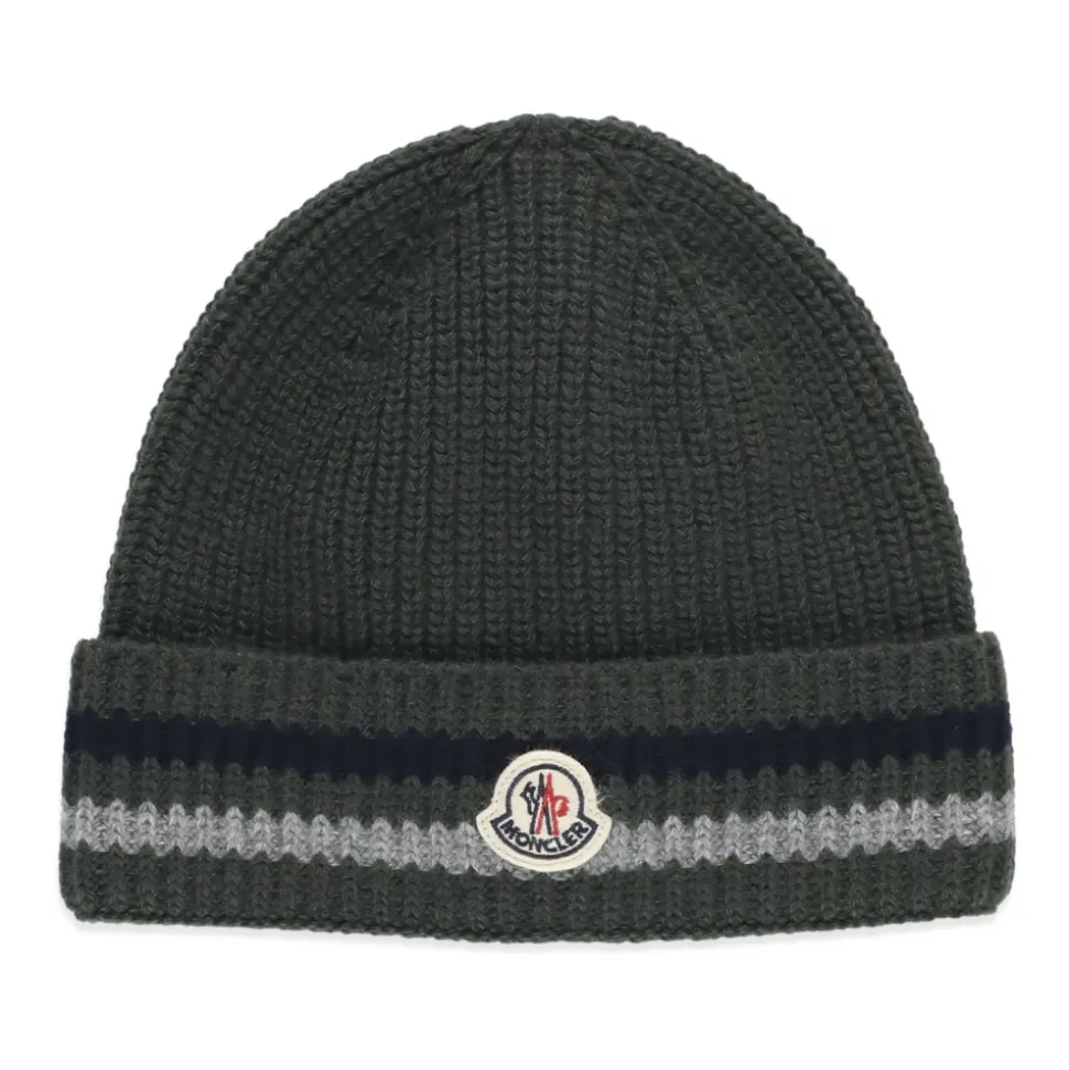 Grüne Kinder Beanie mit Logo-Patch