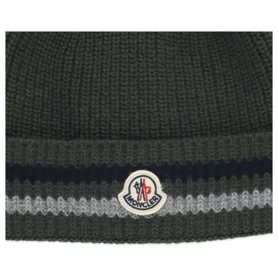 Grüne Kinder Beanie mit Logo-Patch