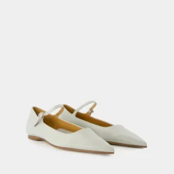 Grüne Lederballerinas - Spitz zulaufende Form