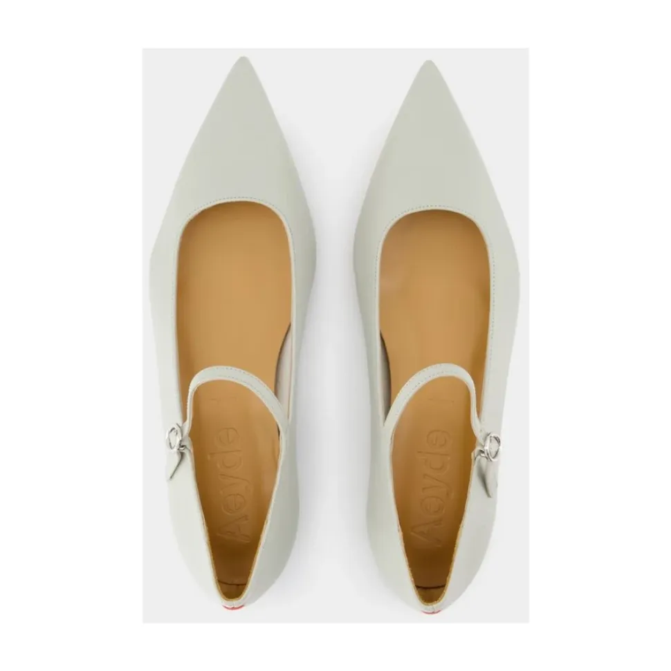 Grüne Lederballerinas - Spitz zulaufende Form