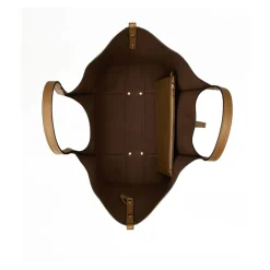 Grüne Leder-Shoppingtasche mit T-Anhänger