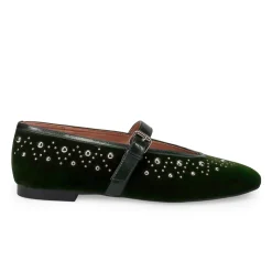 Grüne Samt Mary Jane Schuhe