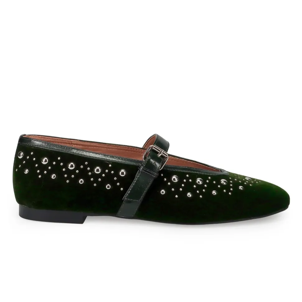 Grüne Samt Mary Jane Schuhe
