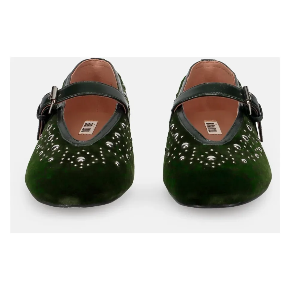 Grüne Samt Mary Jane Schuhe