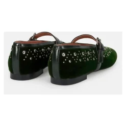 Grüne Samt Mary Jane Schuhe