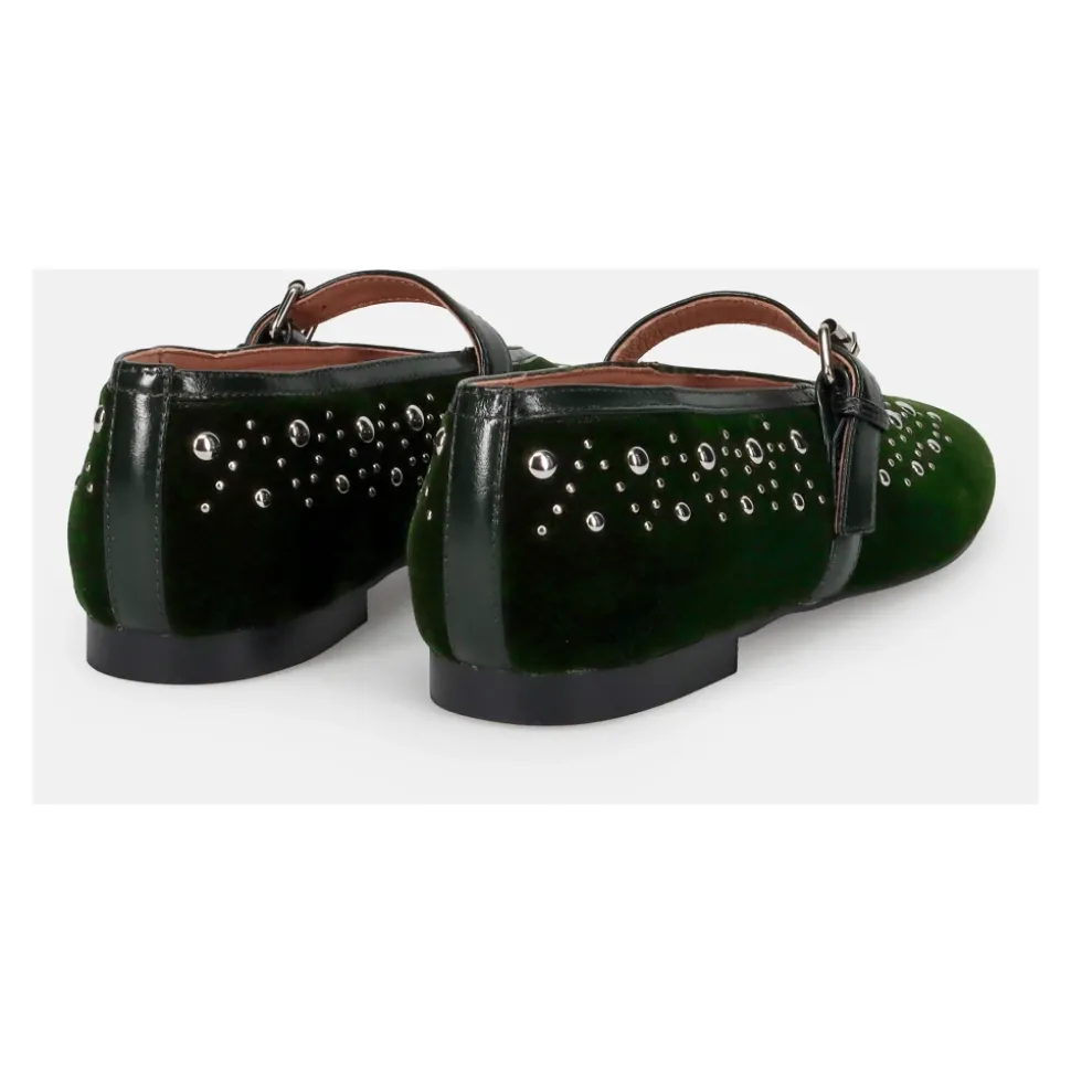 Grüne Samt Mary Jane Schuhe