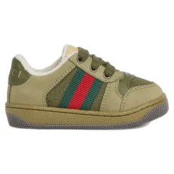 Grüne Sneakers für Kinder mit Webstreifen