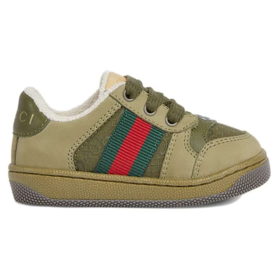 Grüne Sneakers für Kinder mit Webstreifen
