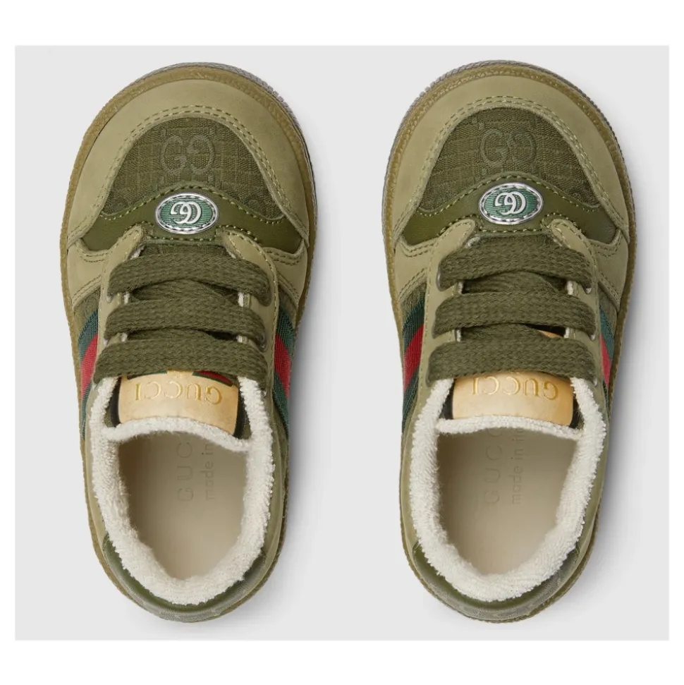 Grüne Sneakers für Kinder mit Webstreifen