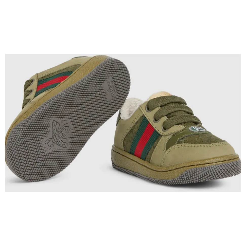 Grüne Sneakers für Kinder mit Webstreifen